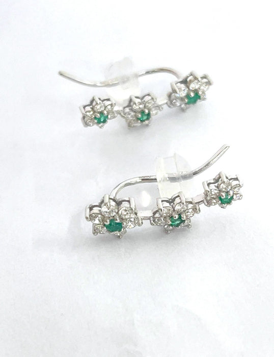 NO BRAND Rositas Emerald & Diamond Hook Earrings