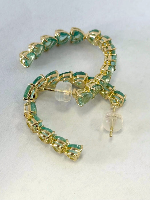 NO BRAND Emerald Heart C-Hoop Earrings