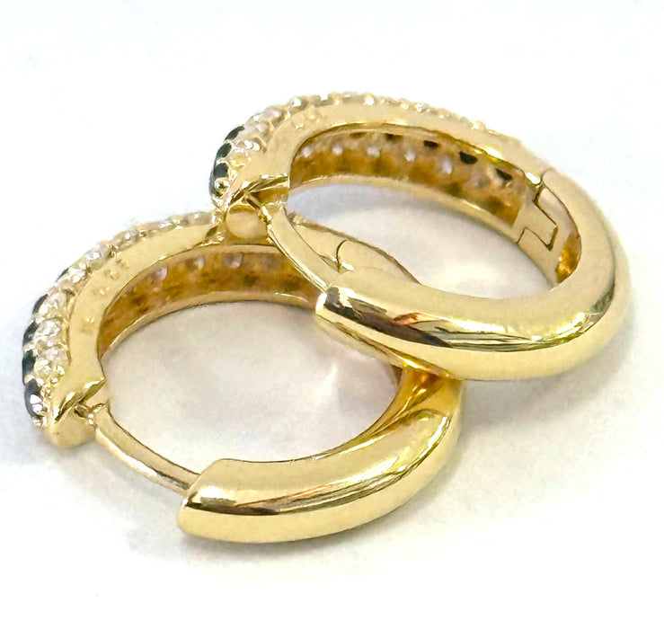 NO BRAND Black & White Diamond Hoop Earrings
