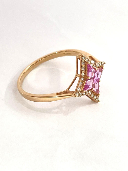 NO BRAND Pink Sapphire & Diamond Ring