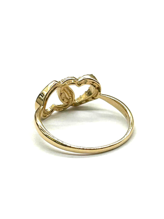NO BRAND Double Heart Diamond Ring