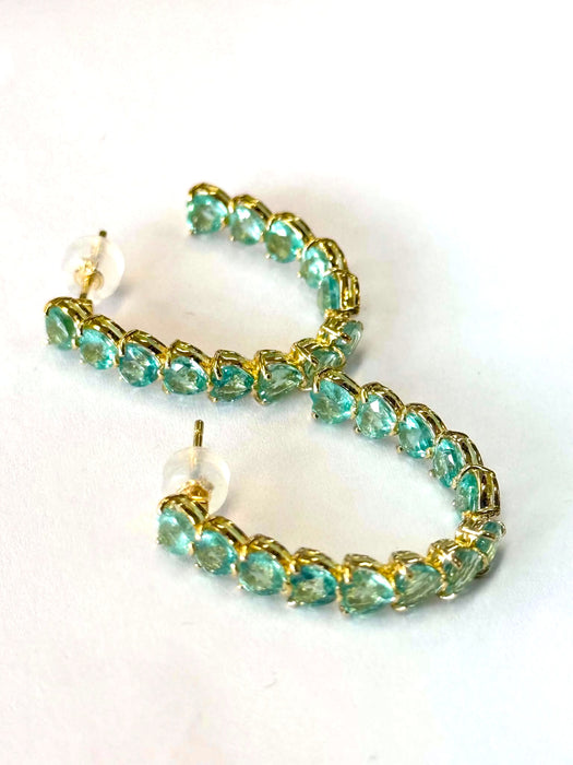 NO BRAND Emerald Heart C-Hoop Earrings