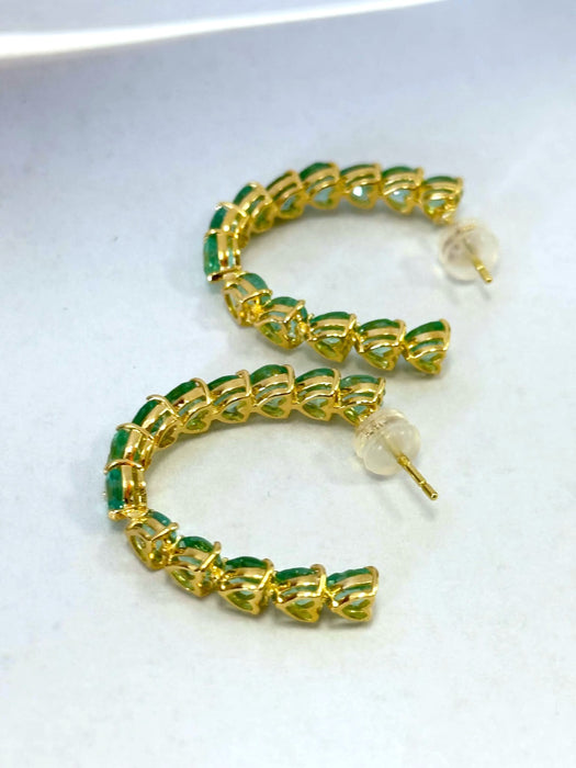 NO BRAND Emerald Heart C-Hoop Earrings