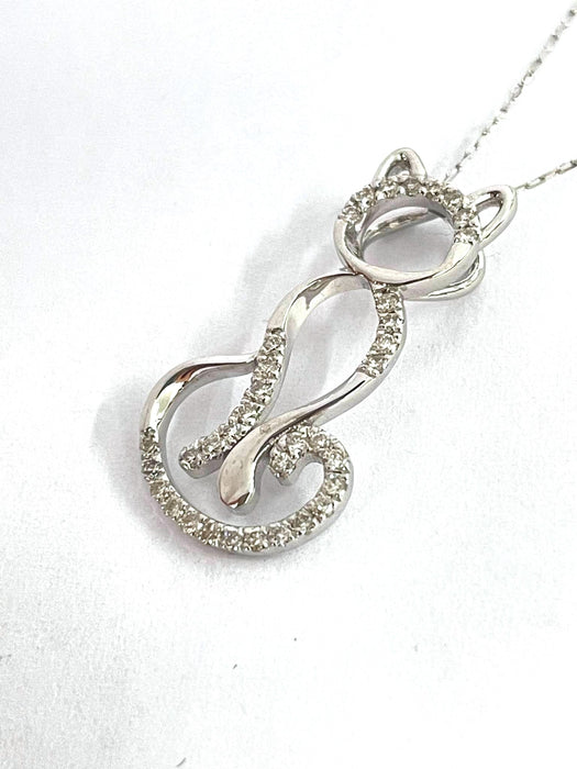 NO BRAND Cat-Shaped Diamond Necklace
