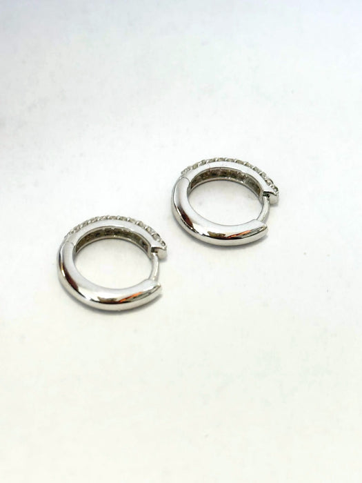 NO BRAND Black & White Diamond Hoop Earrings