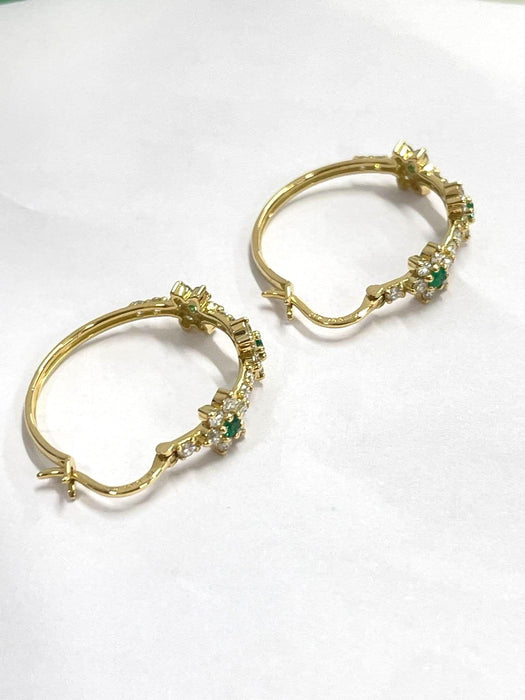 NO BRAND Rositas Emerald & Diamond Hoop Earrings
