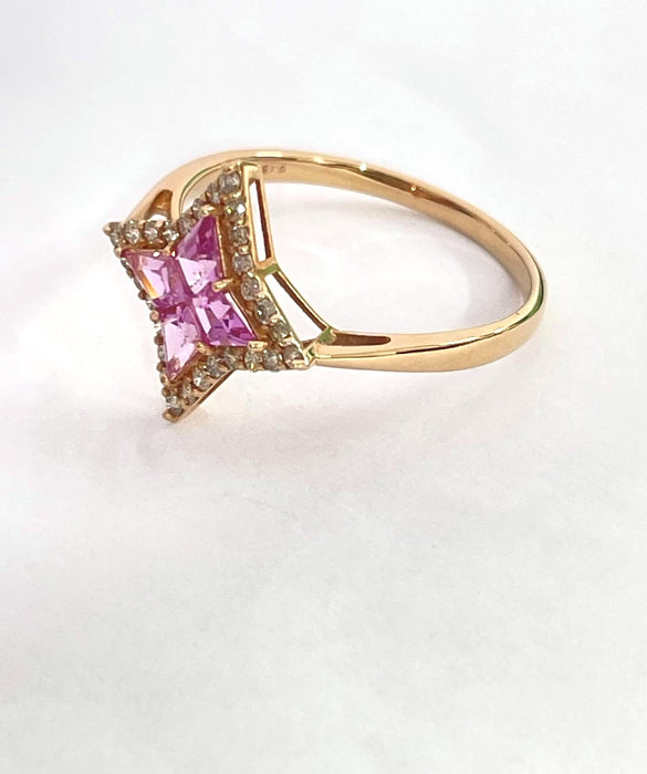 NO BRAND Pink Sapphire & Diamond Ring