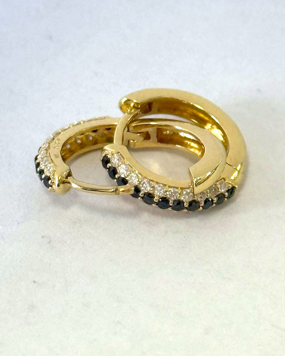 NO BRAND Black & White Diamond Hoop Earrings