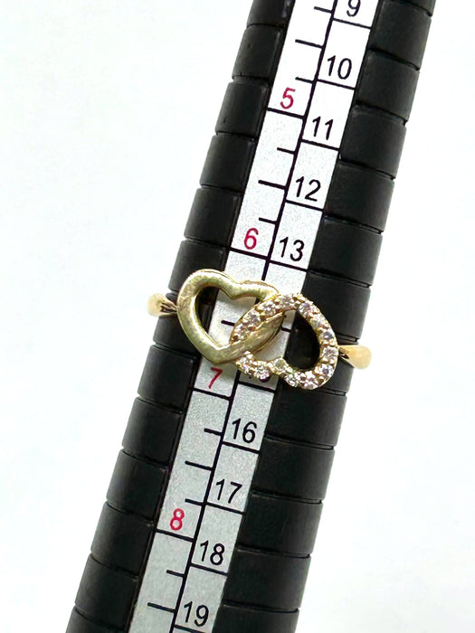 NO BRAND Double Heart Diamond Ring
