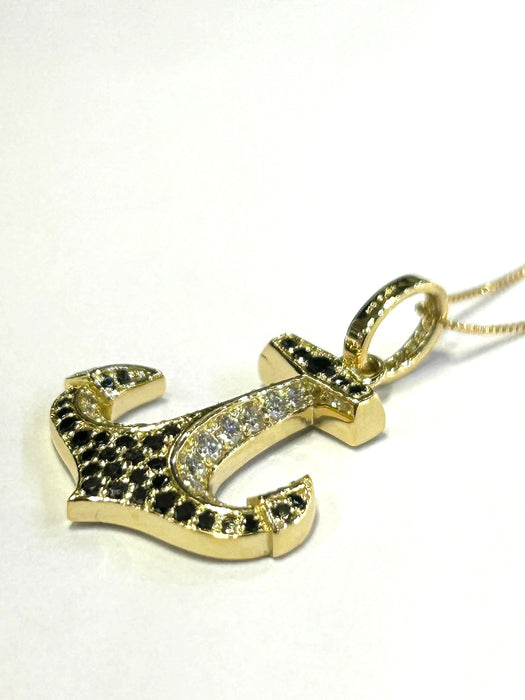 NO BRAND Anchor Black & White Diamond Necklace