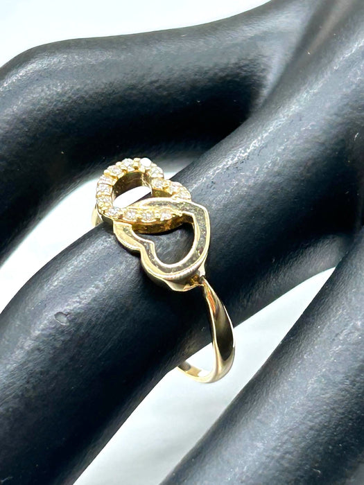 NO BRAND Double Heart Diamond Ring