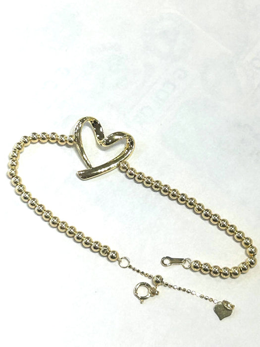 NO BRAND Open Heart Beaded Chain Bracelet