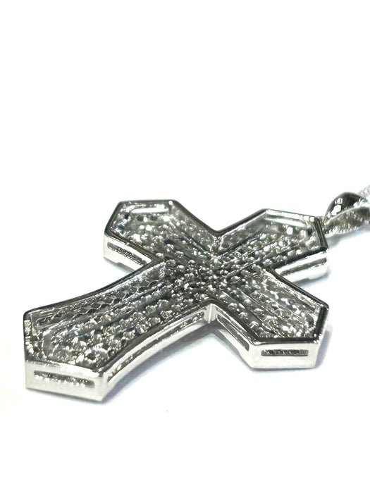 NO BRAND Cross Black & White Diamond Necklace