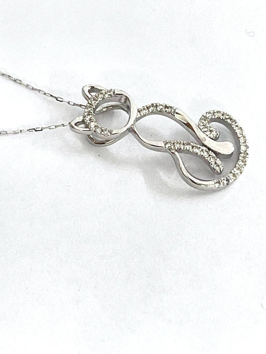 NO BRAND Cat-Shaped Diamond Necklace