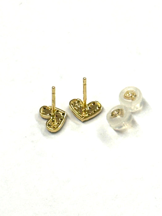 NO BRAND Heart Black Diamond Stud Earrings