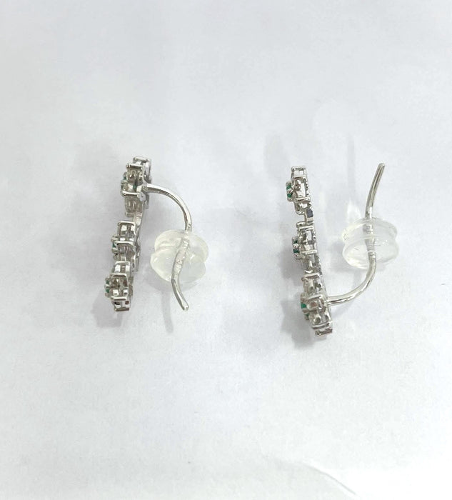 NO BRAND Rositas Emerald & Diamond Hook Earrings