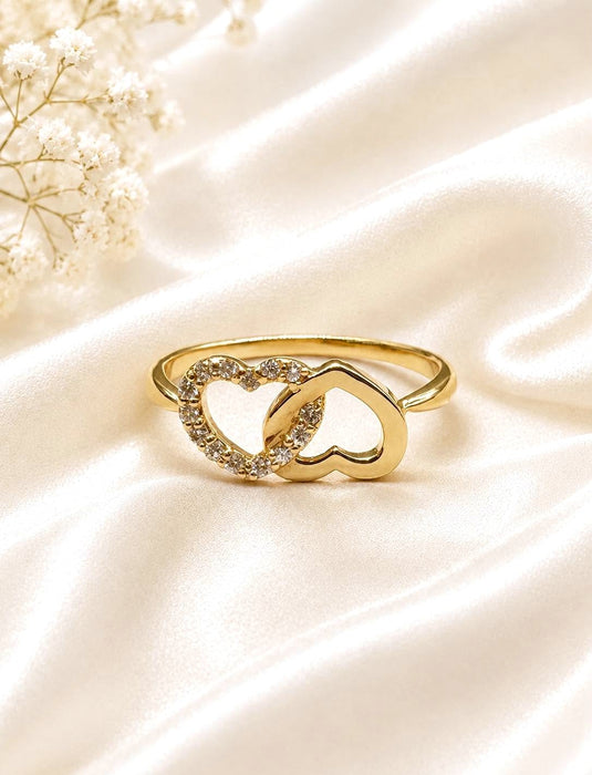 NO BRAND Double Heart Diamond Ring