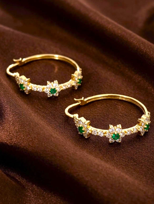 NO BRAND Rositas Emerald & Diamond Hoop Earrings
