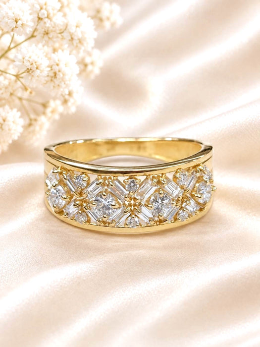 NO BRAND Baguette & Cluster Diamond Ring