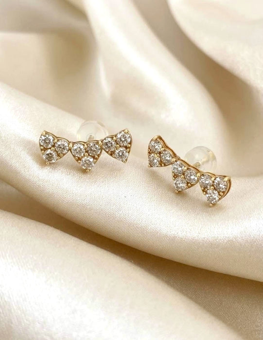 NO BRAND Heart Cluster Diamond Climber Earrings