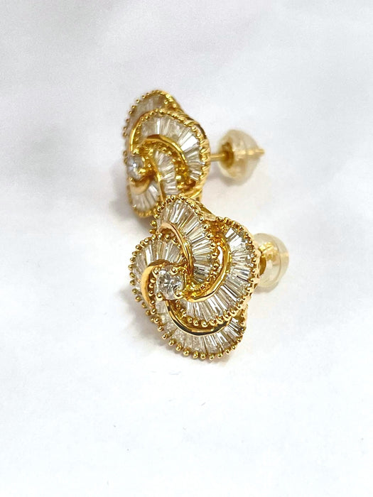NO BRAND Spiral Baguette Stud Earrings