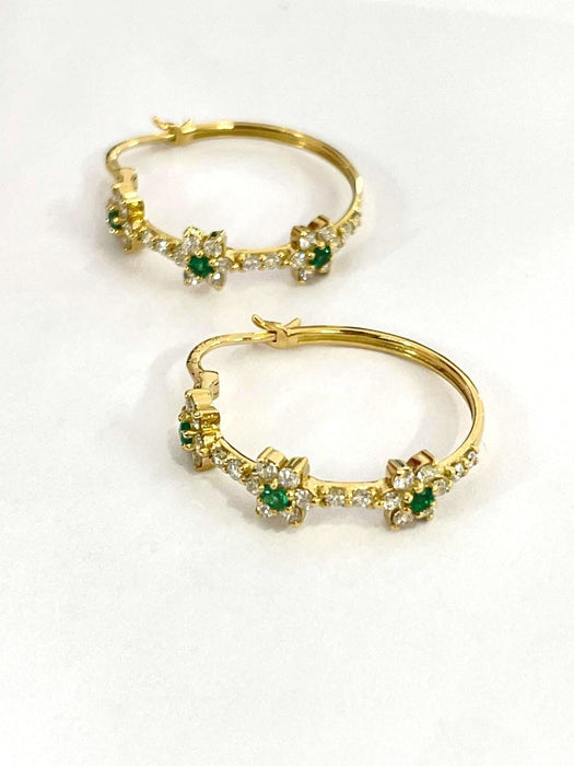 NO BRAND Rositas Emerald & Diamond Hoop Earrings