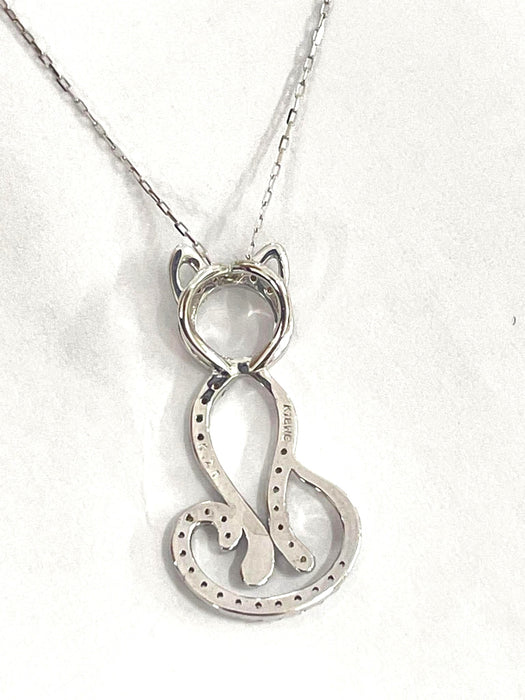 NO BRAND Cat-Shaped Diamond Necklace