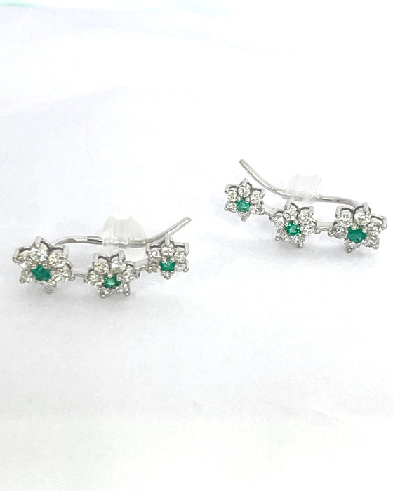 NO BRAND Rositas Emerald & Diamond Hook Earrings
