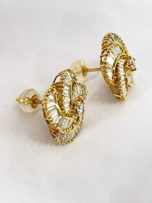 NO BRAND Spiral Baguette Stud Earrings
