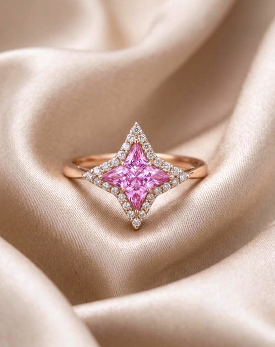 NO BRAND Pink Sapphire & Diamond Ring