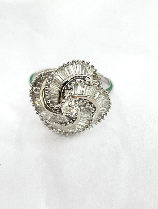 NO BRAND Spiral Baguette Diamond Ring