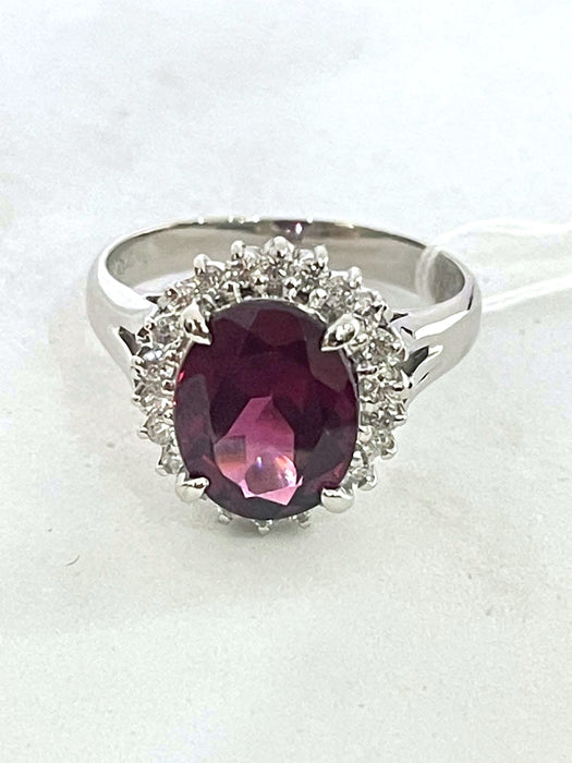 NO BRAND Rhodolite Garnet & Diamond Ring
