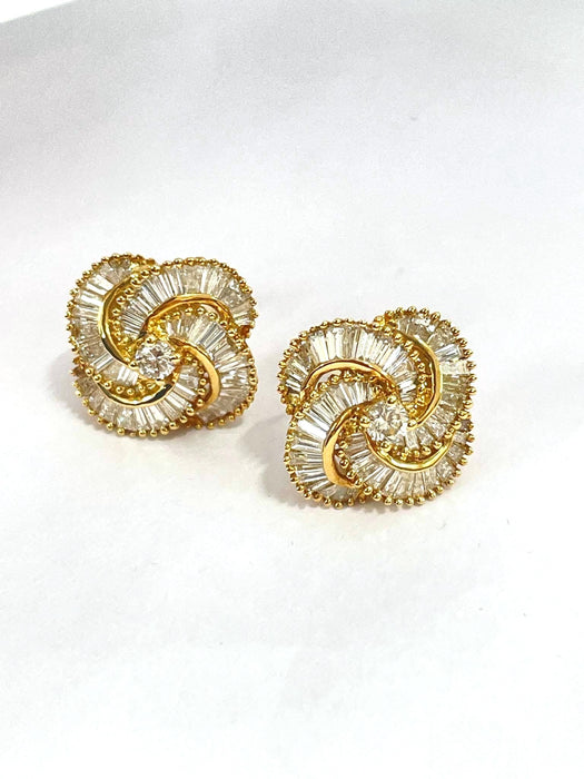 NO BRAND Spiral Baguette Stud Earrings