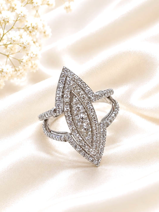 NO BRAND Marquise-Shape Cluster Diamond Ring
