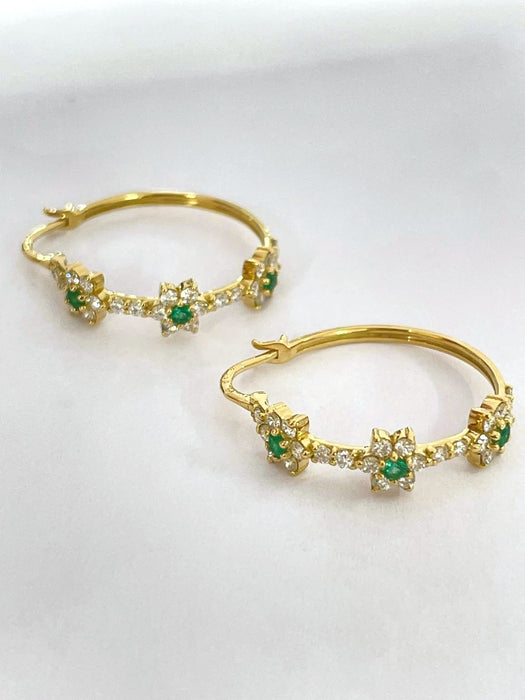 NO BRAND Rositas Emerald & Diamond Hoop Earrings