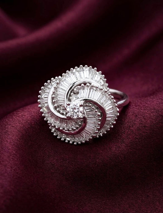 NO BRAND Spiral Baguette Diamond Ring