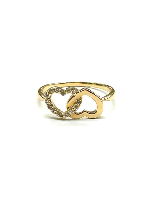 NO BRAND Double Heart Diamond Ring