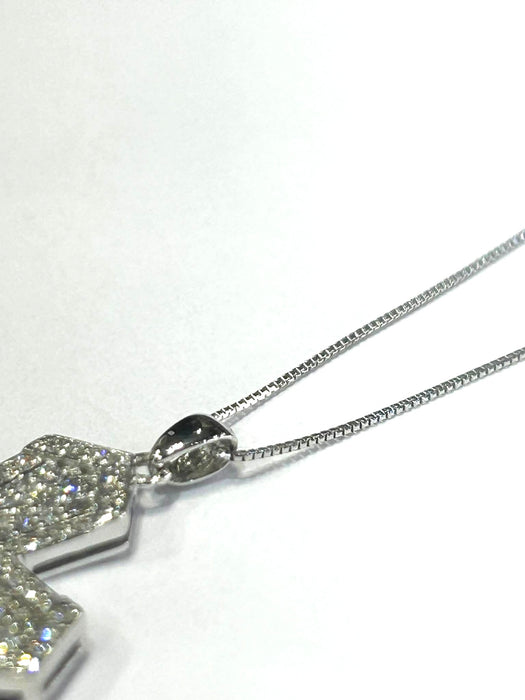 NO BRAND Cross Black & White Diamond Necklace