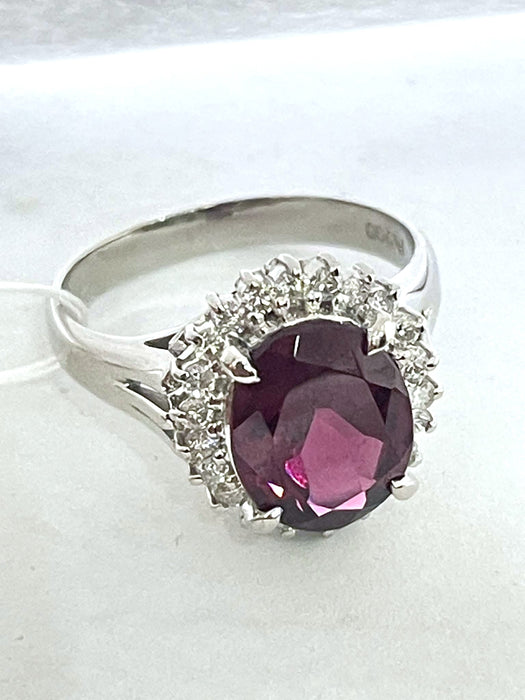 NO BRAND Rhodolite Garnet & Diamond Ring