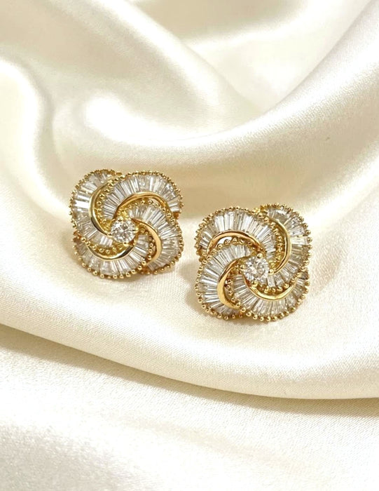 NO BRAND Spiral Baguette Stud Earrings