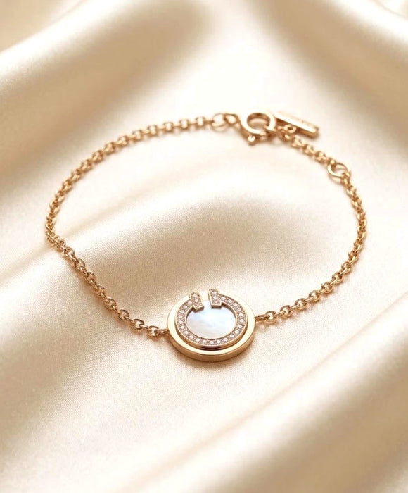 TIFFANY & CO. T-Two Circle Mother of Pearl Diamond Bracelet