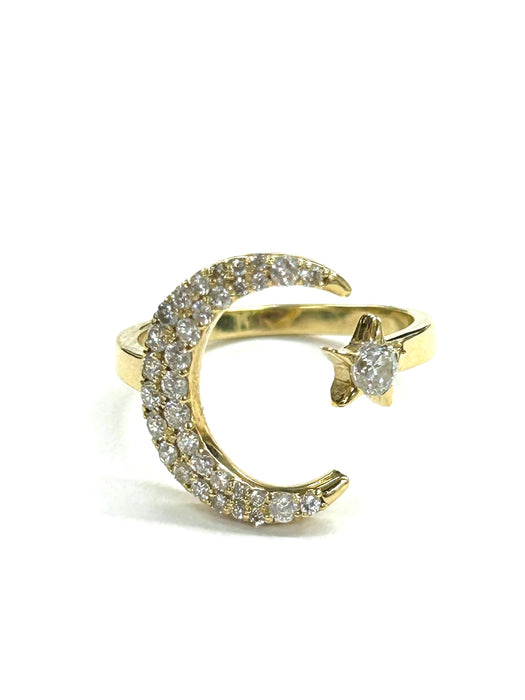 NO BRAND Star & Moon Cluster Diamond Ring