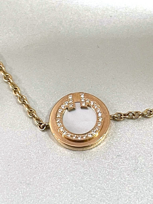 TIFFANY & CO. T-Two Circle Mother of Pearl Diamond Bracelet