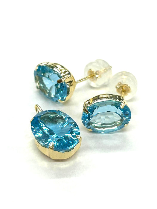 NO BRAND Swiss Blue Topaz Top Pendant & Stud Earrings (SET)