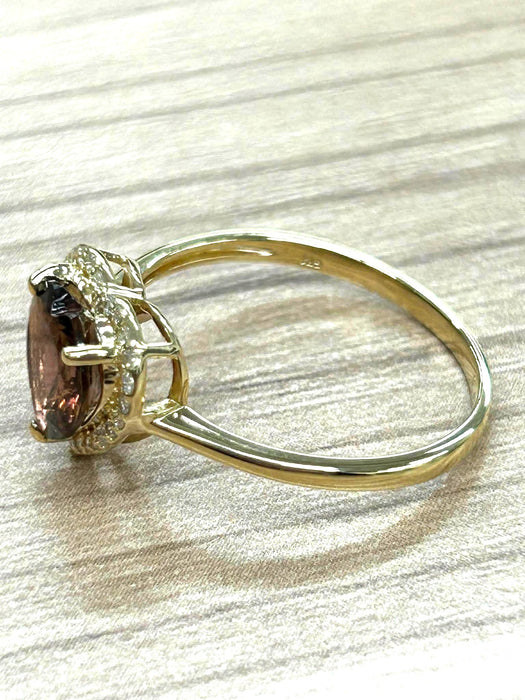 NO BRAND Heart Pink Tourmaline Diamond Ring