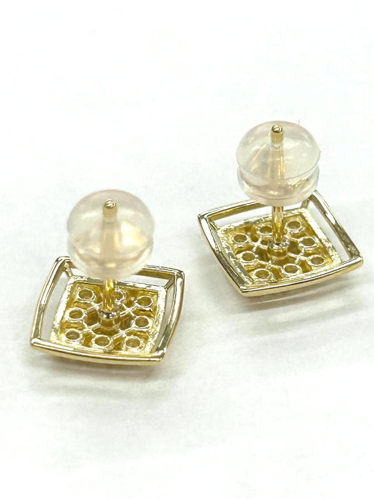 NO BRAND Square Cluster Diamond stud EarringS