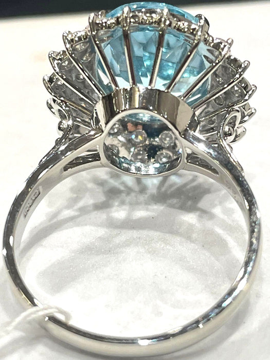 NO BRAND Blue Topaz & Diamond Ring