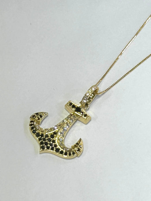 NO BRAND Anchor Black & White Diamond Necklace