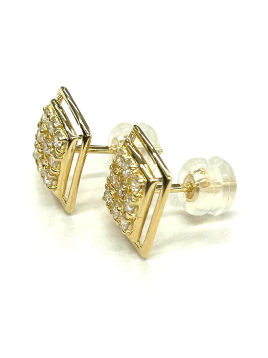 NO BRAND Square Cluster Diamond stud EarringS