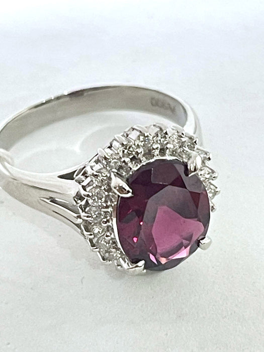 NO BRAND Rhodolite Garnet & Diamond Ring